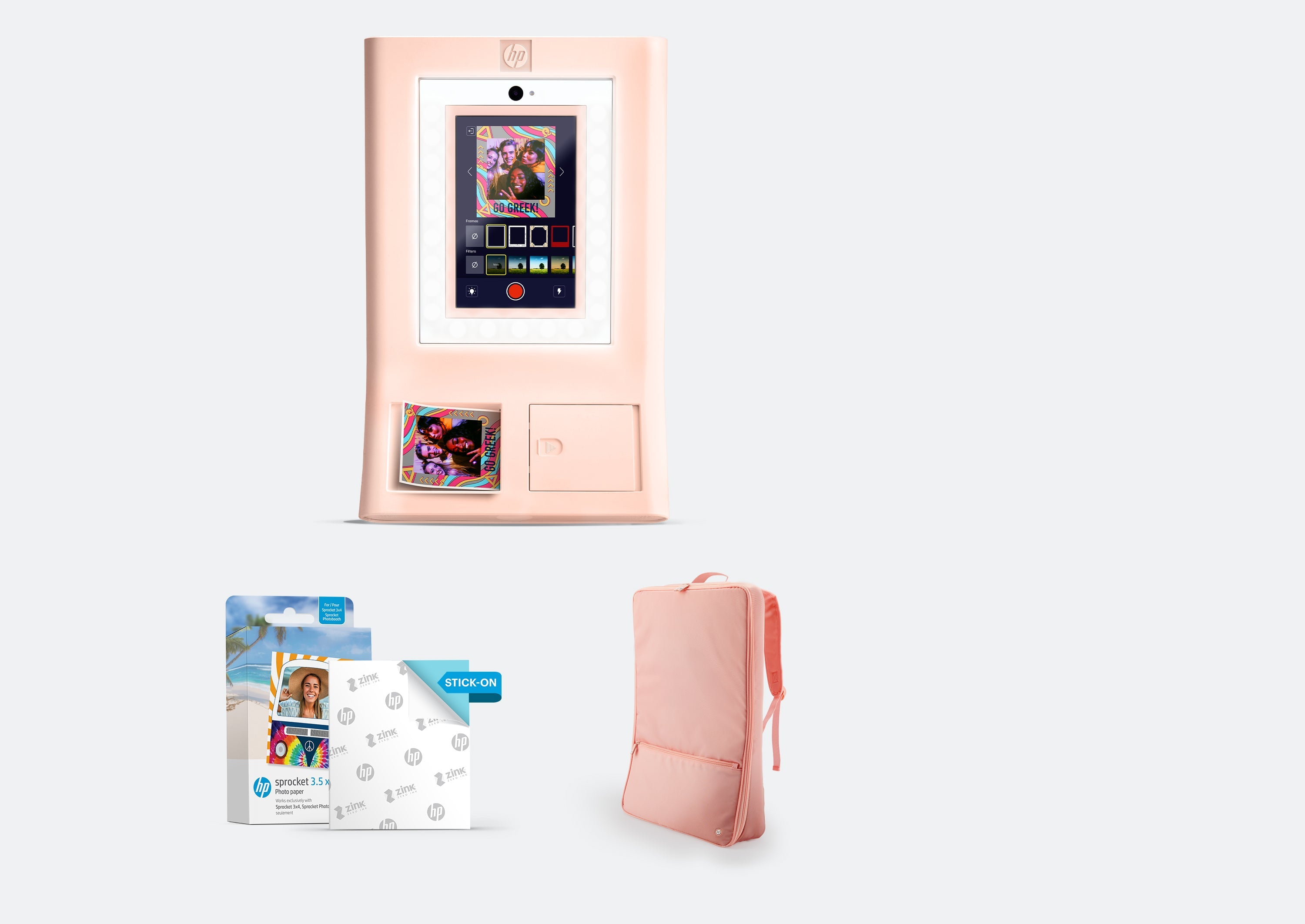 Комплект для фотопринтера HP Sprocket Photobooth – 100 листов фотобумаги ZINK® размером 3,5 x 4,35 дюйма и чехол для переноски