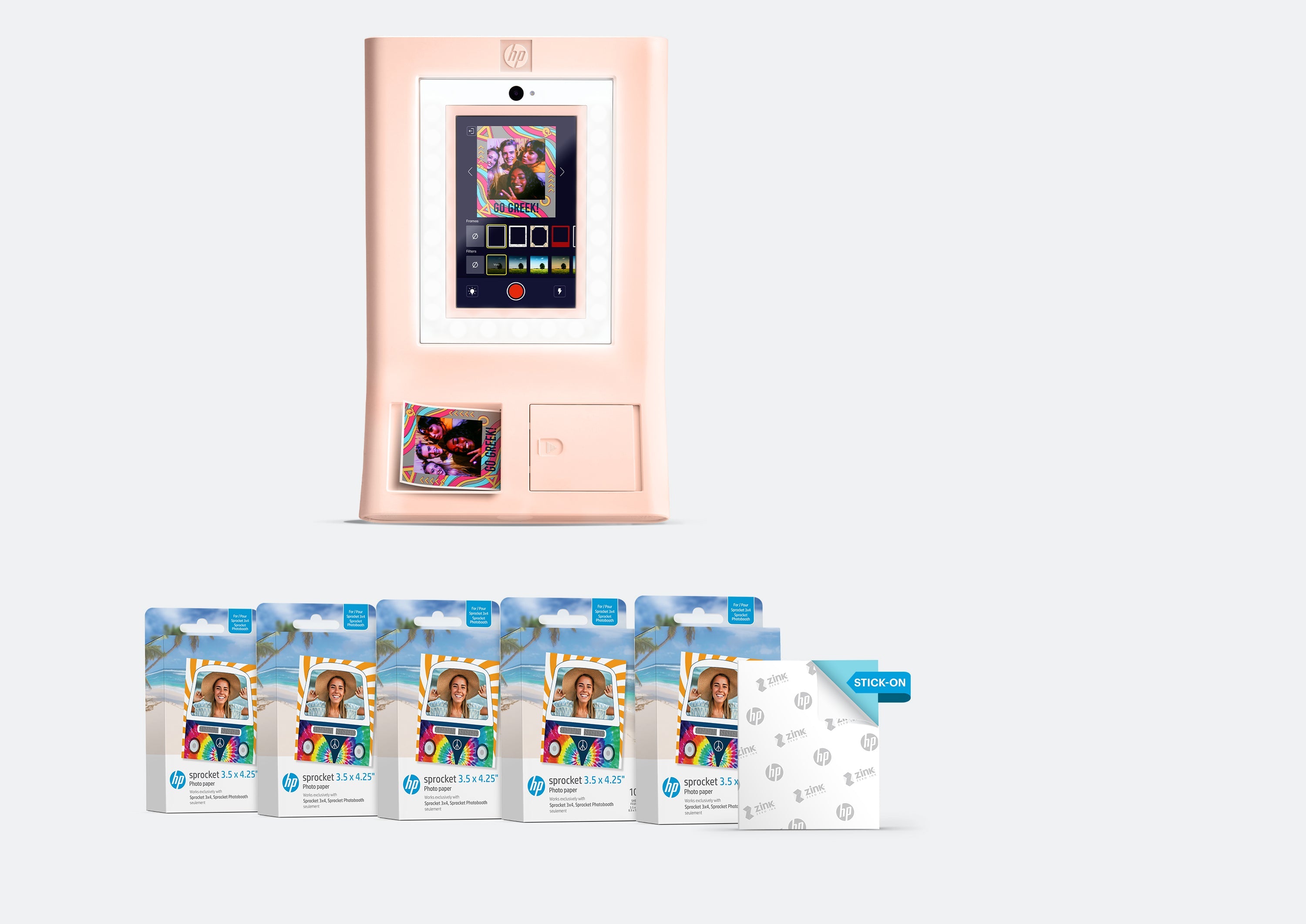 Комплект для фотопринтера HP Sprocket Photobooth – 500 листов фотобумаги ZINK® размером 3,5 x 4,35 дюйма