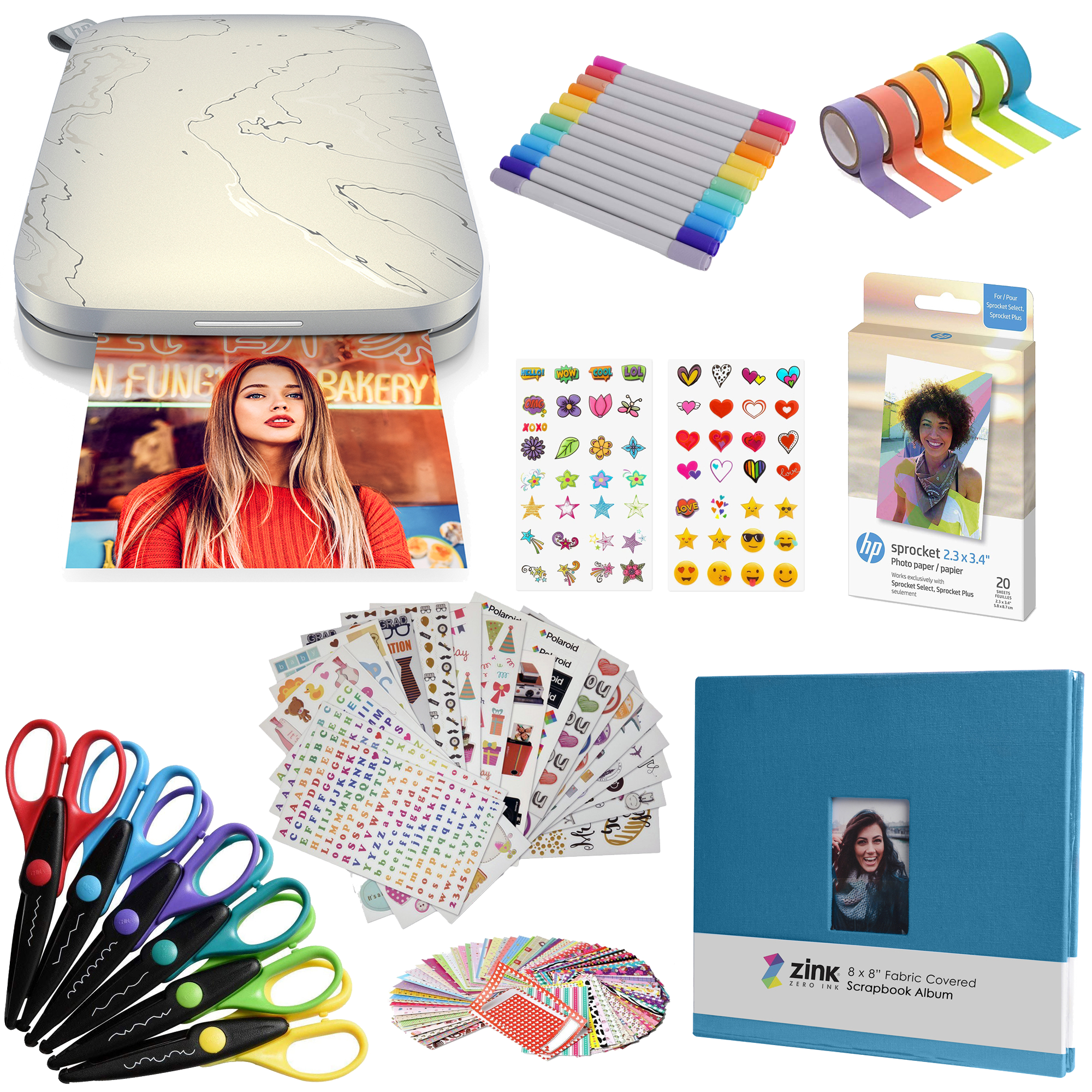 HP Sprocket Select Portable Instant Photo Printer (Eclipse) Scrapbook Bundle Sprocket Printers